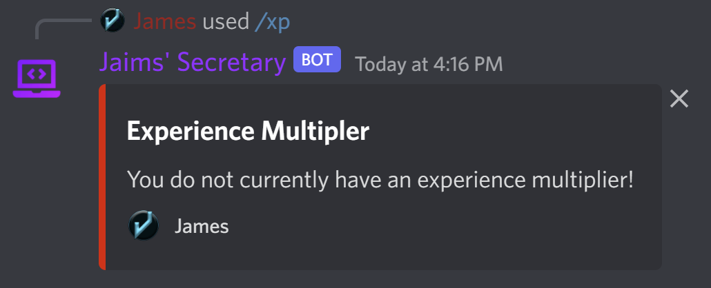 XP Multiplier Output (No Multiplier)